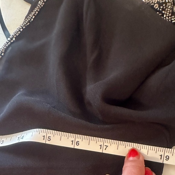BKE BOUTIQUE - Beautiful Black Sheer Beaded Top. Front & Back V Neck SZ Small - Picture 5 of 11